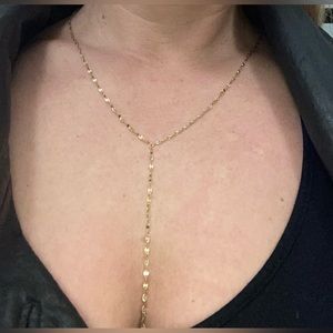 Celebrity Stylist Design Real Solid Gold Lariat Necklace Chic Minimalist Jewelry